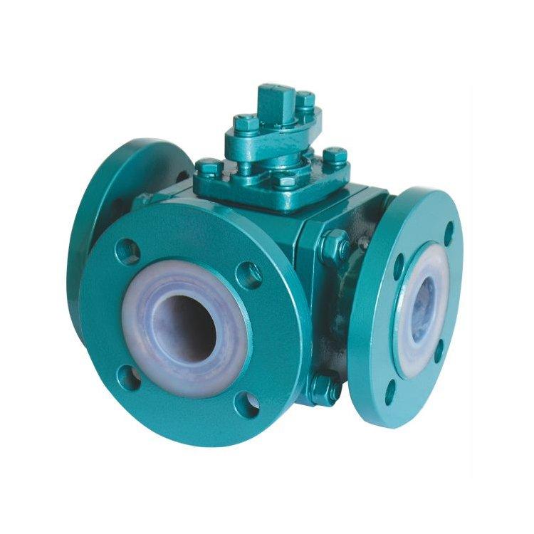 Xinhong Valve Q44F46 Stainless Steel Fluorine Lined 3-way Ball Valve Electric Lined PTFE