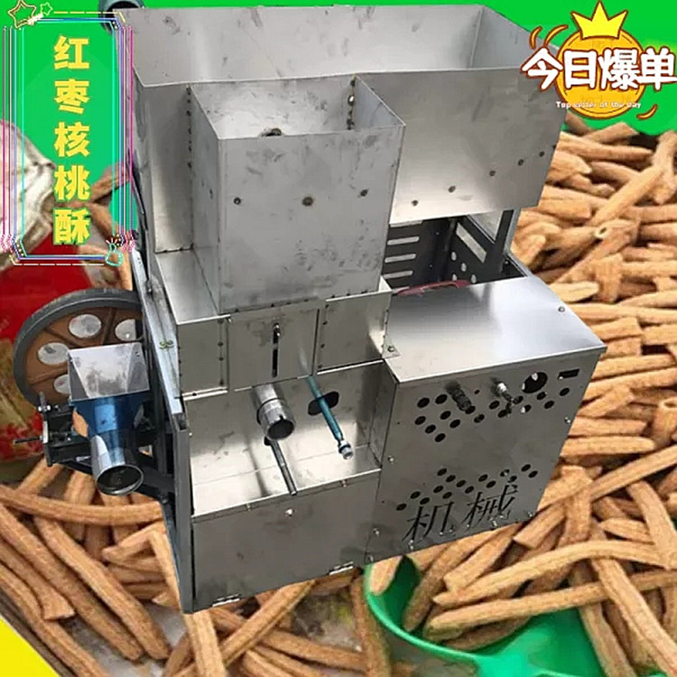 Cereals and cereals puffing machine, gasoline four cylinder Fried Dough Twists machine, automatic feeding, red date and walnut crisp machine, rice stick machine