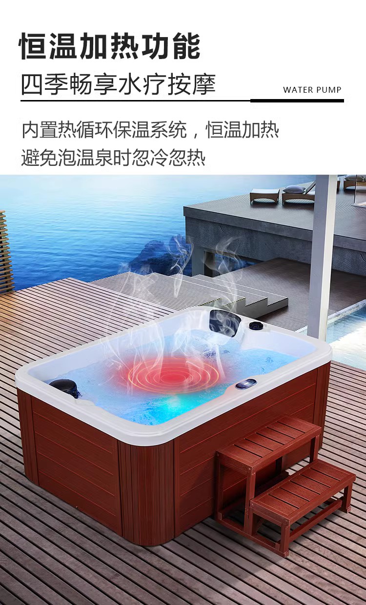 Bathtub Acrylic Massage Thermostatic Heating Surfing Home Outdoor Extra Large Bathtub Courtyard Embedded Bathtub