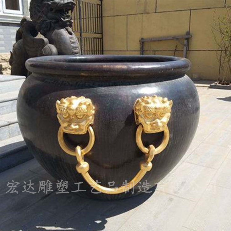 Large Copper Cylinder Square Scenic Area, Temple Pure Copper Cylinder Sculpture, Pure Copper Feng Shui Decoration, Jieyi