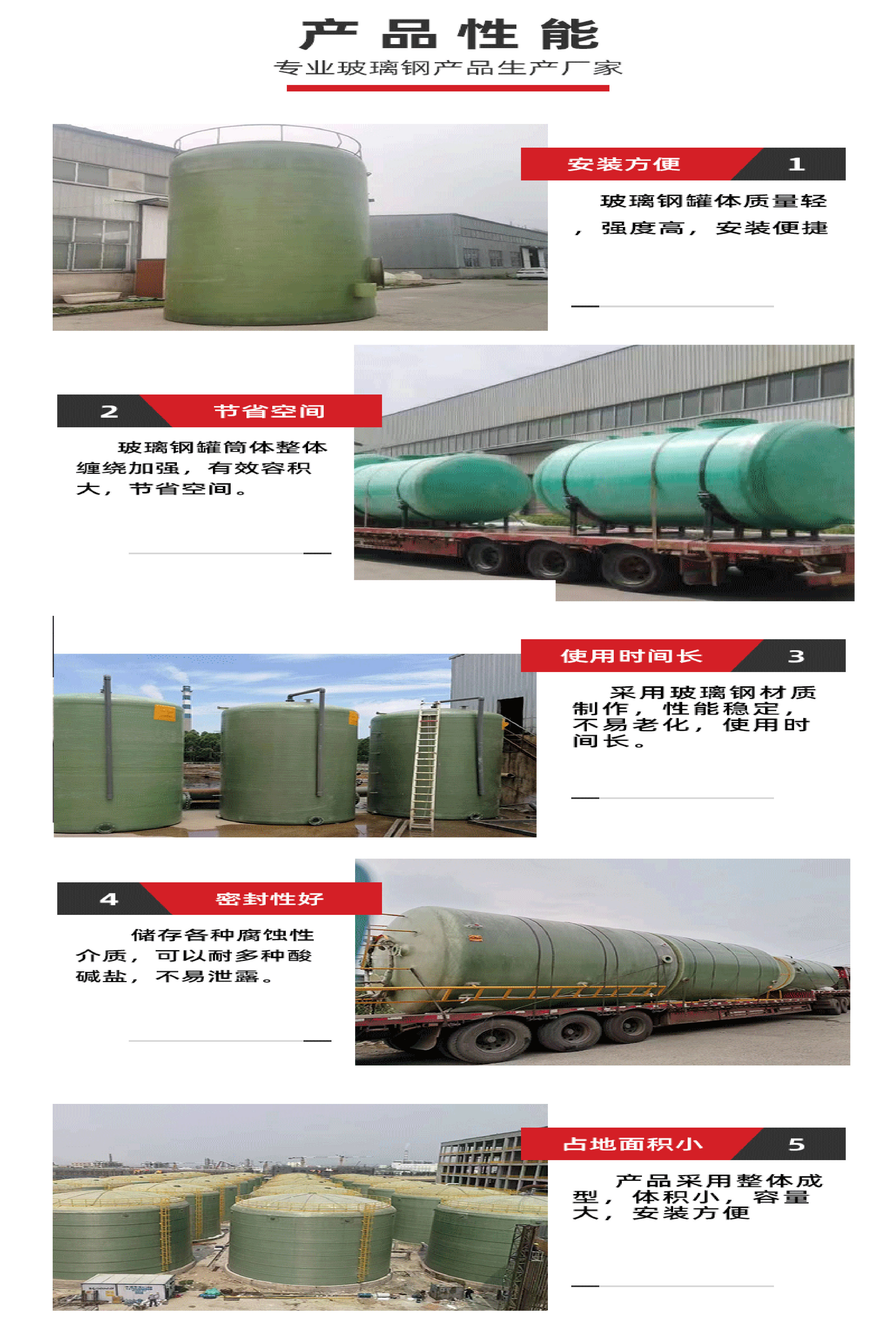 Fiberglass hydrochloric acid storage tank, vertical dilute sulfuric acid storage tank, integrated winding type acid and alkali resistant container