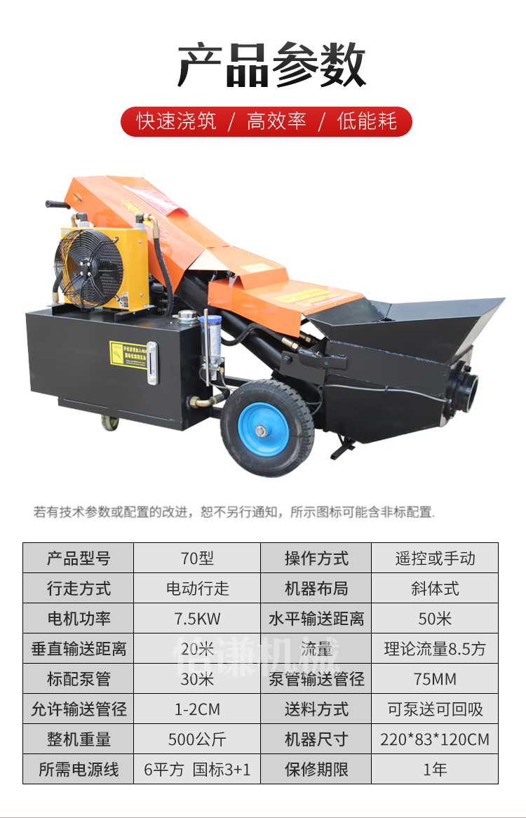 The inclined concrete delivery pump for fine stone mortar production equipment can be customized to the source manufacturer of Yiqian Machinery