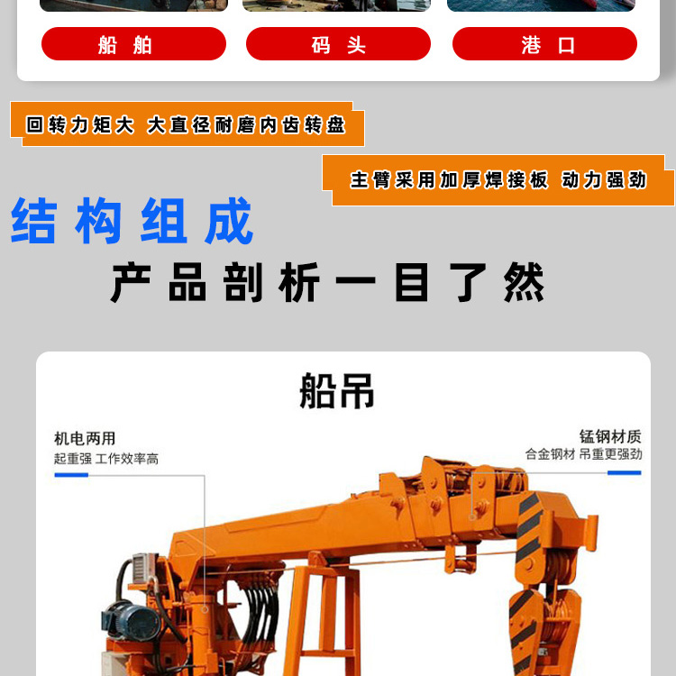 Qixiang 12 ton hydraulic telescopic marine crane terminal port crane QX12.0