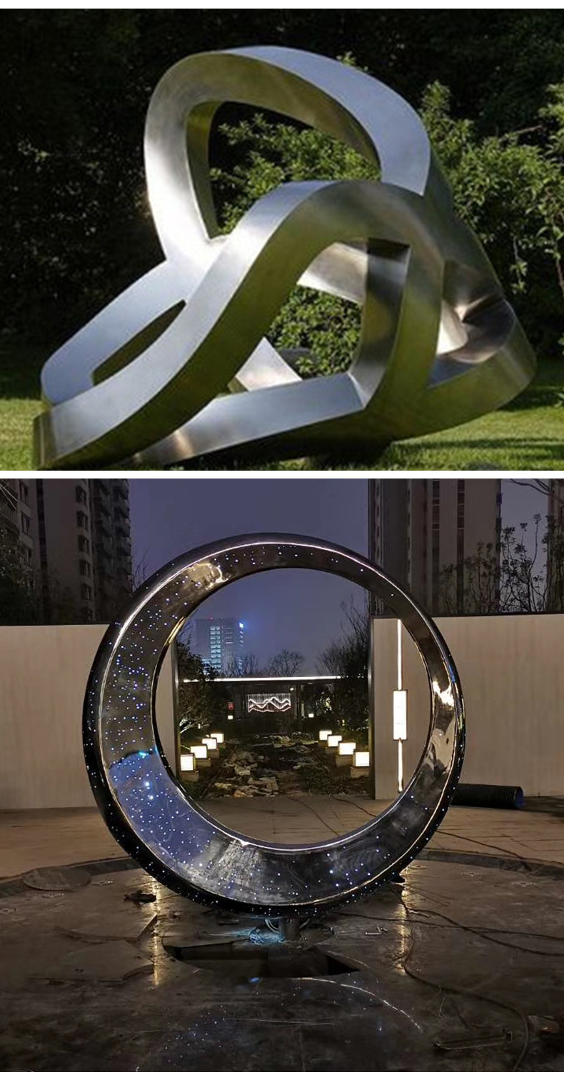 Large Campus City Square Stainless Steel Sculpture Sales Office Water Feature Luminous Outdoor Abstract Garden Landscape Sculpture