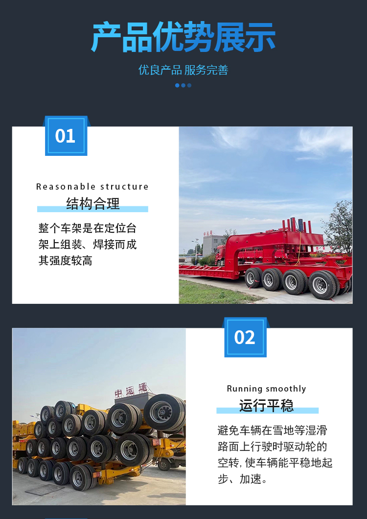 Special equipment for pulling low flatbed semi trailers, hydraulic steering, front neck detachable edge beam, 180 ton configuration