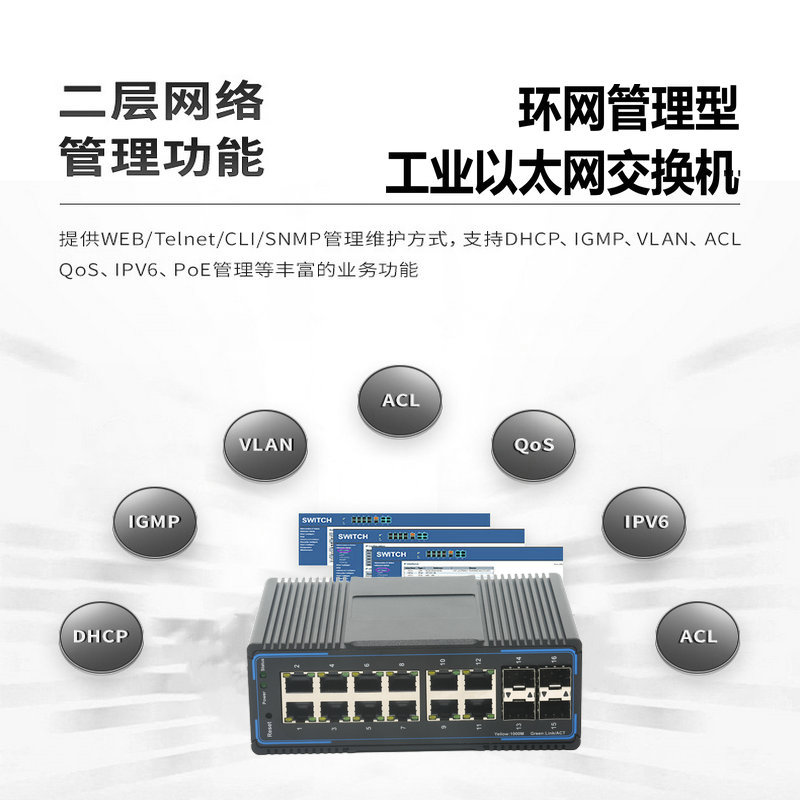 Industrial gigabit 4 optical 12 electric optical fiber switch WEB managed Industrial Ethernet switch