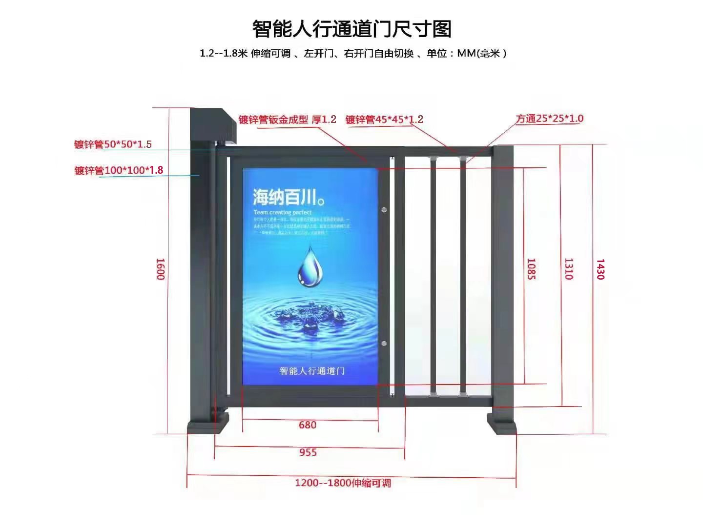 Pedestrian passage advertising door electric door community advertising gate Kunjie Technology