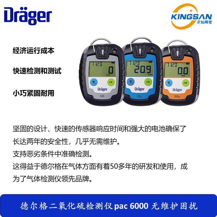 Drager pac 6000 SO2 maintenance free CO2 detector imported from Germany