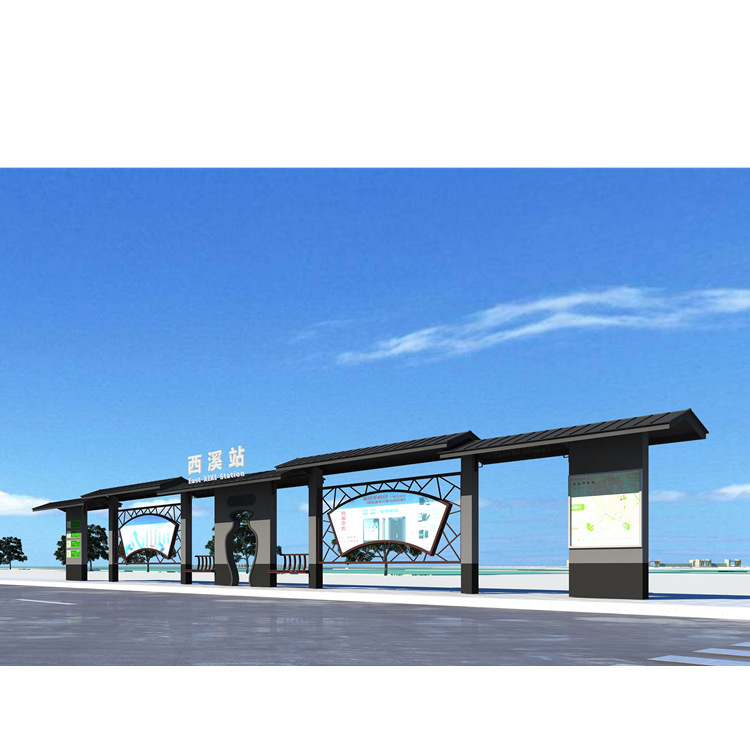 Manufacturer of galvanized municipal bus stops for multi-functional smart bus shelters in cities