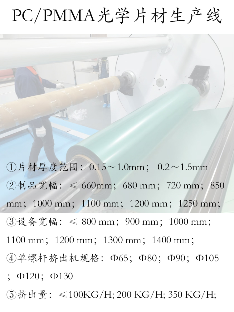 PC optical sheet production equipment Ruijie adopts an efficient single screw extruder