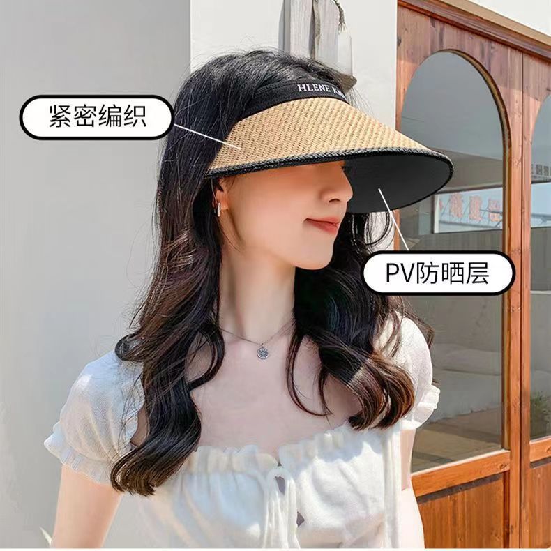 Sunscreen hat foldable Sun hat outdoor cycling women's large brim empty top cycling sunscreen fisherman sun hat