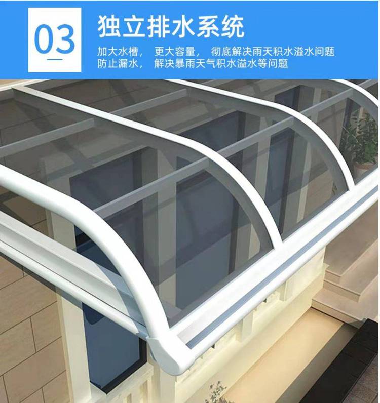 Aluminum alloy awning for sunshade and rain protection, outdoor windows, terrace, balcony, bay windows, air conditioning, rainproof and silent endurance board awning