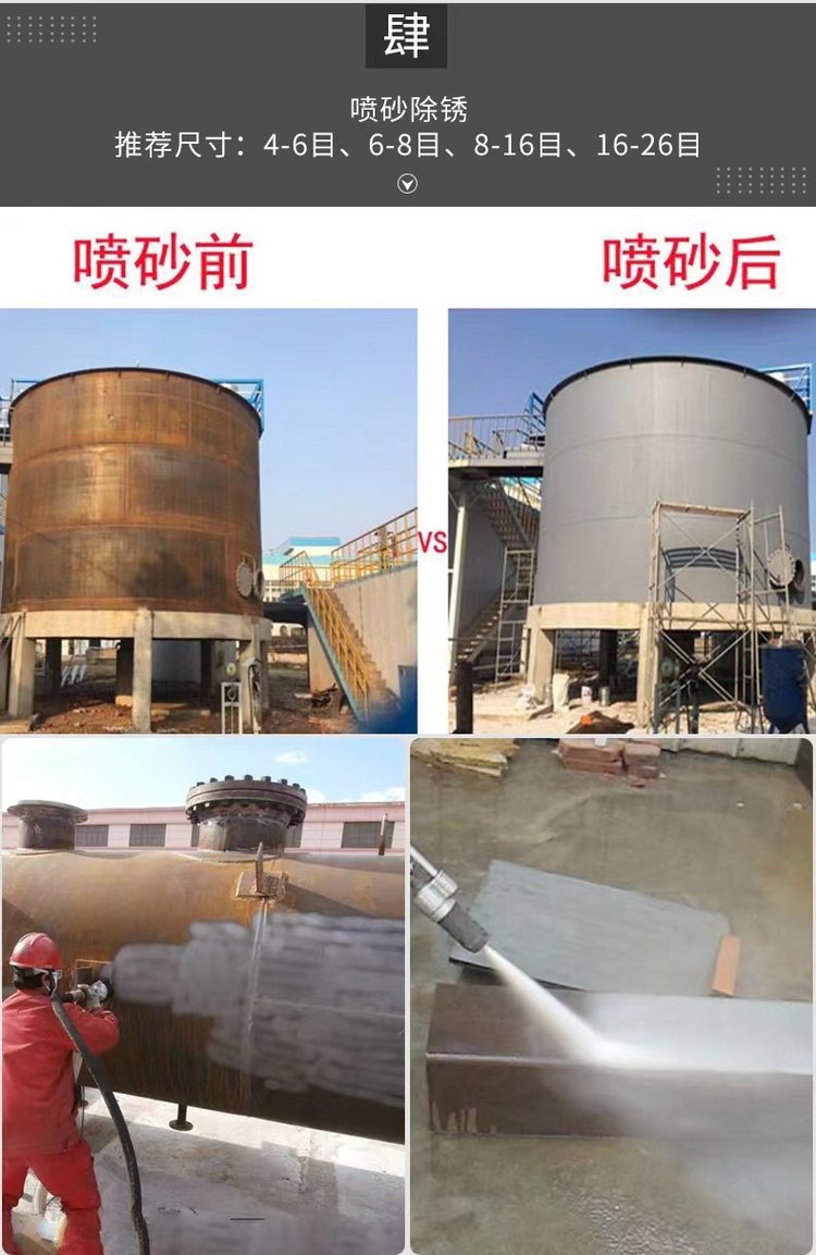 Sand blasting for rust removal of quartz sand 20-40 mesh pipeline anti-corrosion water treatment filter material lawn filling