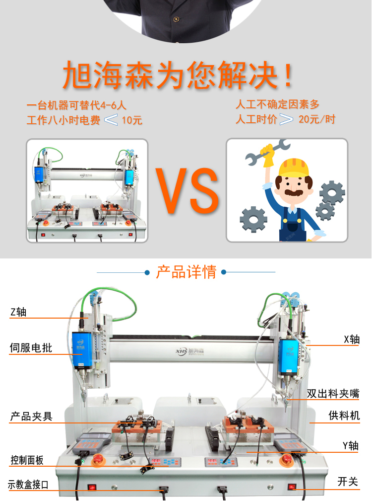 Six axis dual platform fully automatic screw locking machine Blow type screw driving machine Desktop type dual splicing dual workstation lock payment