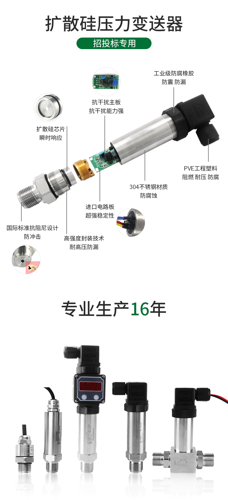 Famite intelligent diffusion silicon pressure transmitter wireless remote transmission explosion-proof digital display steam high temperature pressure sensor