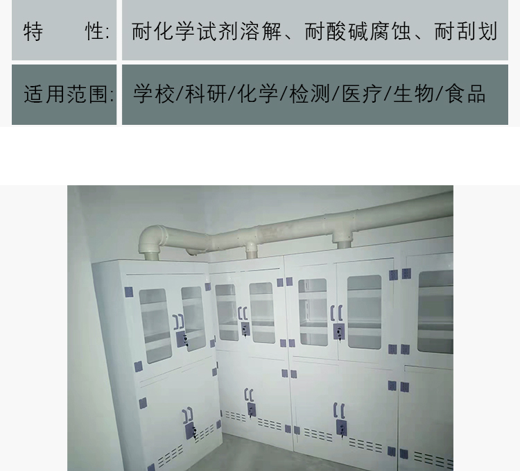 PP drug cabinet for biopharmaceutical laboratory use with exhaust and strong acid and alkali corrosion resistance