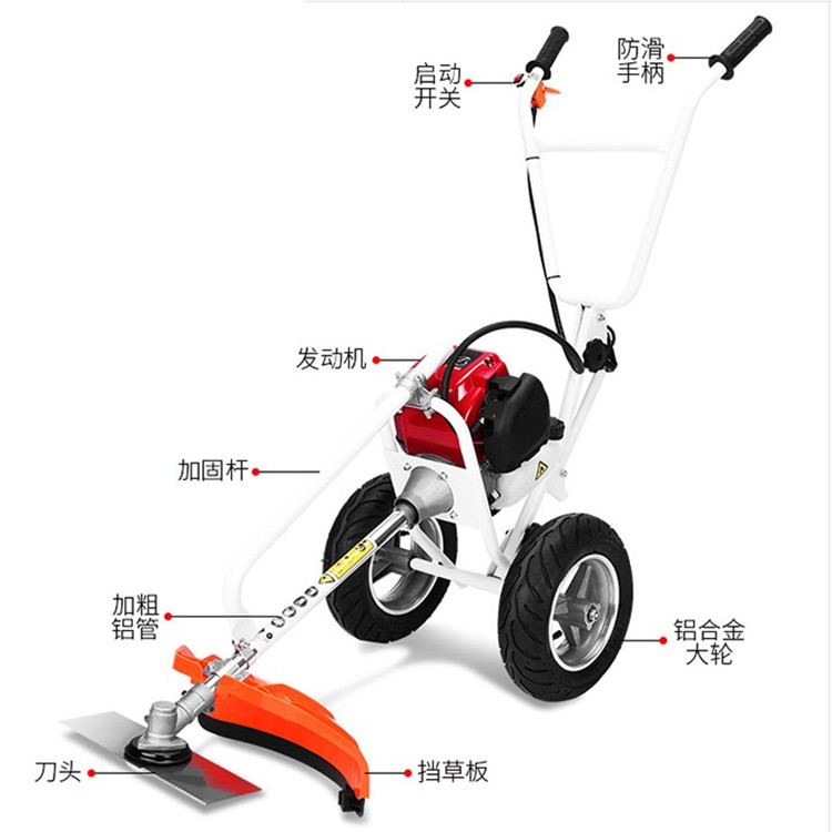 Zhicheng Garden Hand Pushed Gasoline Mower, Four Stroke Orchard Mower, Multipurpose and Lightweight