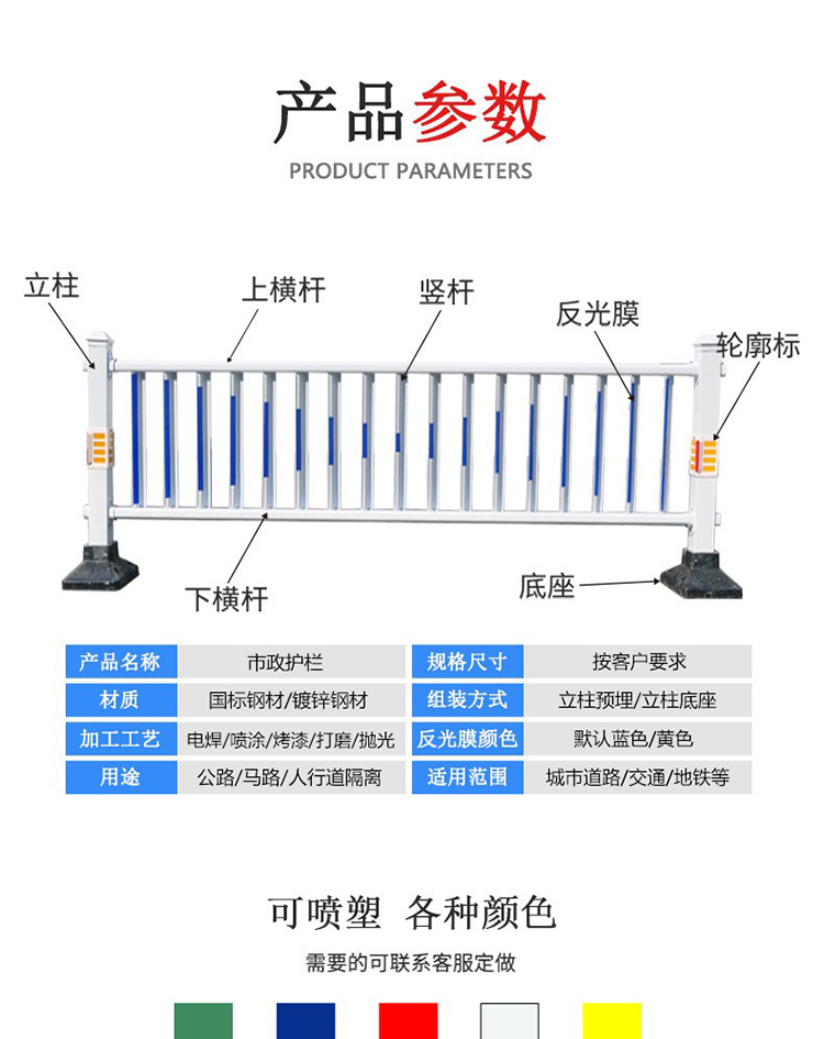 Municipal guardrail, anti glare guardrail, S-board road, motorcycle isolation fence, urban isolation fence