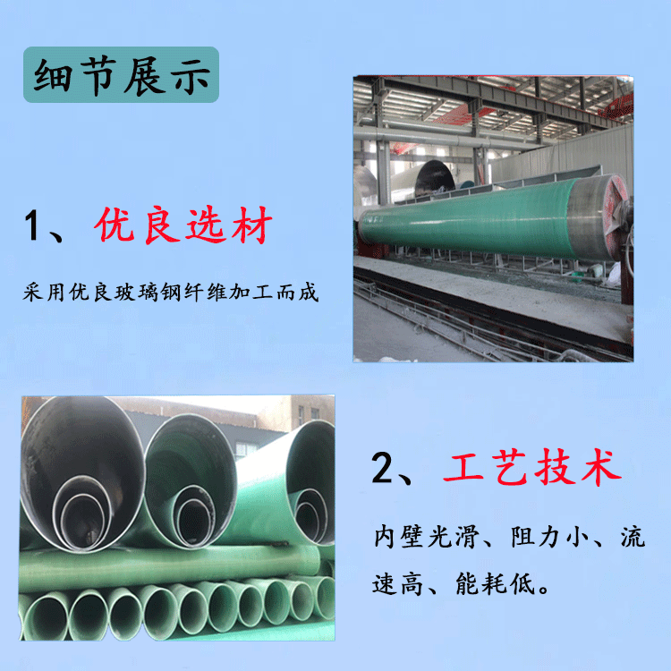 Fiberglass sewage pipeline, Jiahang integrated circular tube, buried large diameter sand filled cable protection pipe