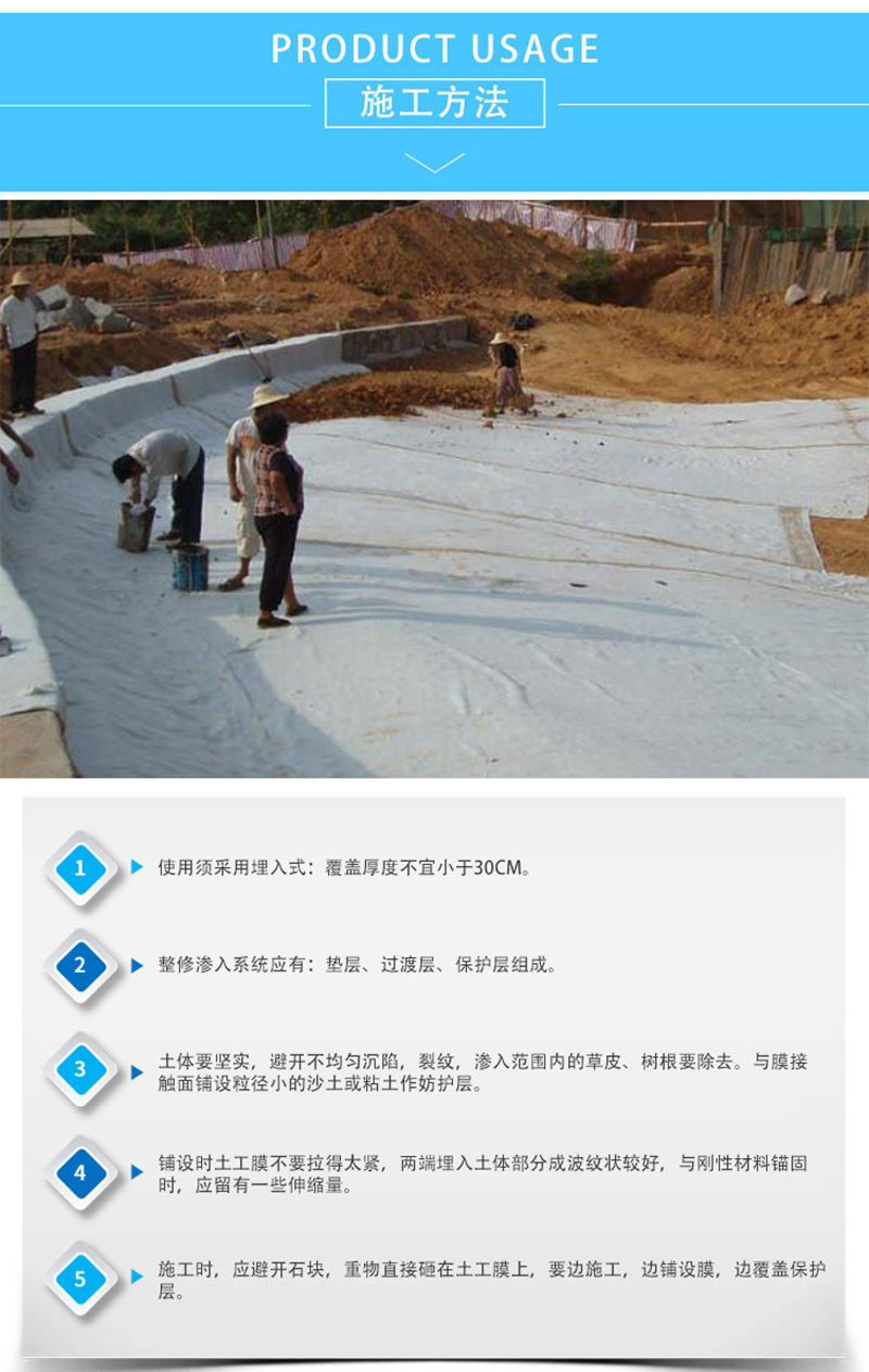 National standard 6KG natural sodium based bentonite waterproof blanket, simple construction for slope protection of artificial lakes, rivers, and channels