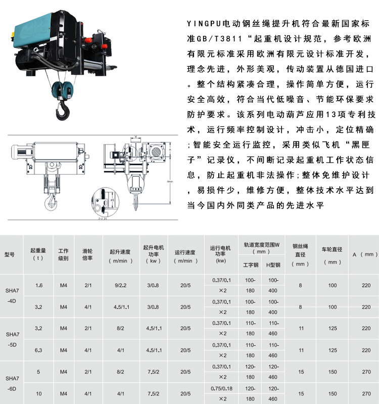 The manufacturer of low clearance steel wire rope electric hoist has low noise and no vibration, and the lifting and operation of the workshop warehouse are stable