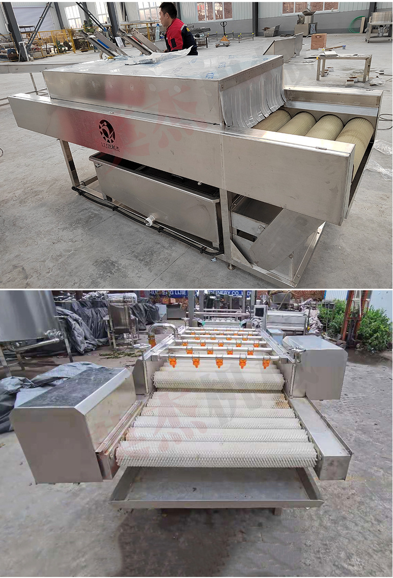 Parallel brush cleaning machine, fully automatic fruit and vegetable mud removal cleaning equipment, root and stem impurity removal equipment