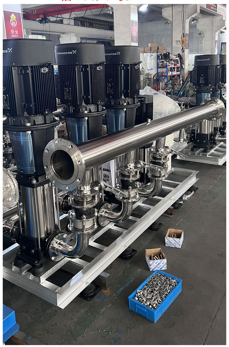 Variable frequency constant pressure non negative pressure water supply equipment secondary increase pressure stainless steel pipeline multi-stage pump steady flow tank control cabinet