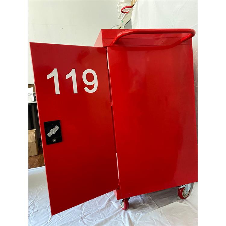 Red printing thickened steel fire fighting equipment Double door tool cabinet of Cart