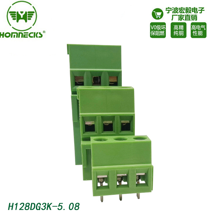 Hongyi 5.08mm spacing three layer high and low position screw type PCB wiring terminal lifting three row connector