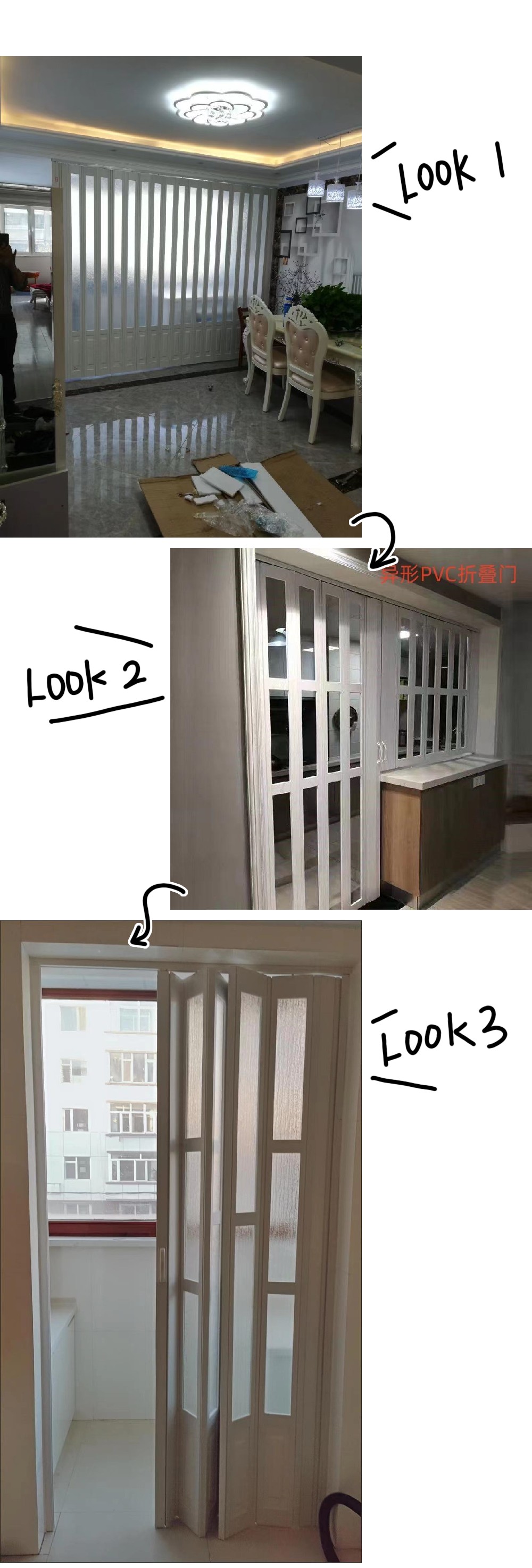 PVC opaque folding sliding door frosted crystal folding door Mingxuan aluminum alloy factory direct delivery