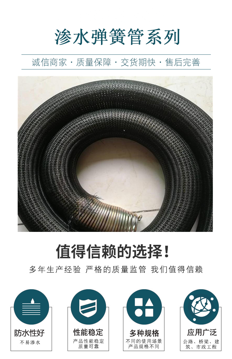 Wired spring drainage pipes for road drainage wells with spring infiltration pipes, direct supply of bridge deck permeable wrapped steel pipes