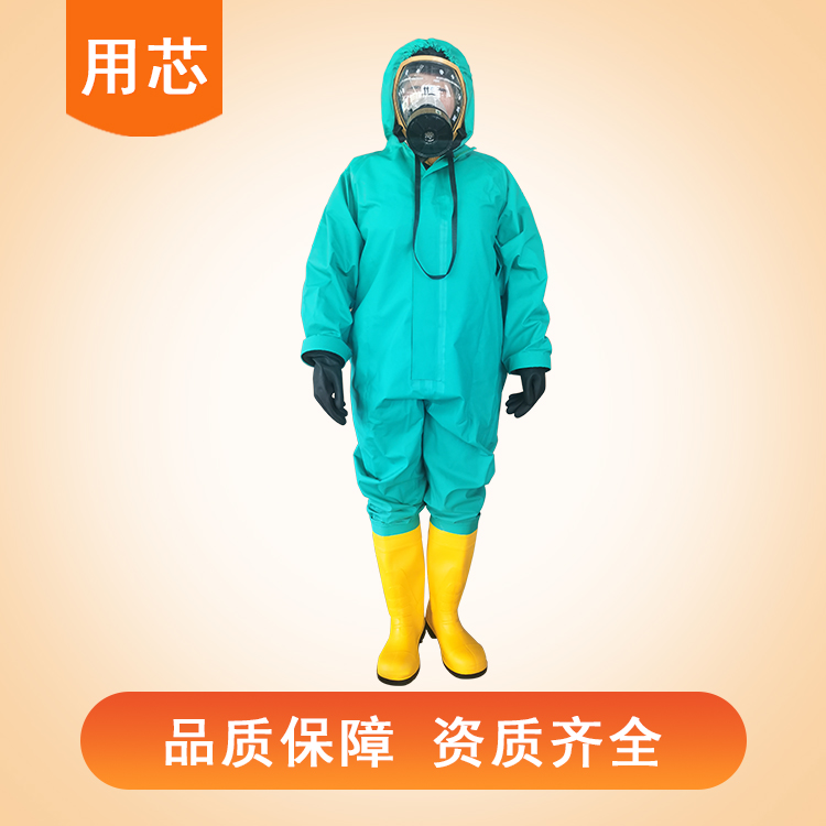 YX02010201 liquid tight chemical protective suit with core, B-grade light semi enclosed one piece protective suit with cap