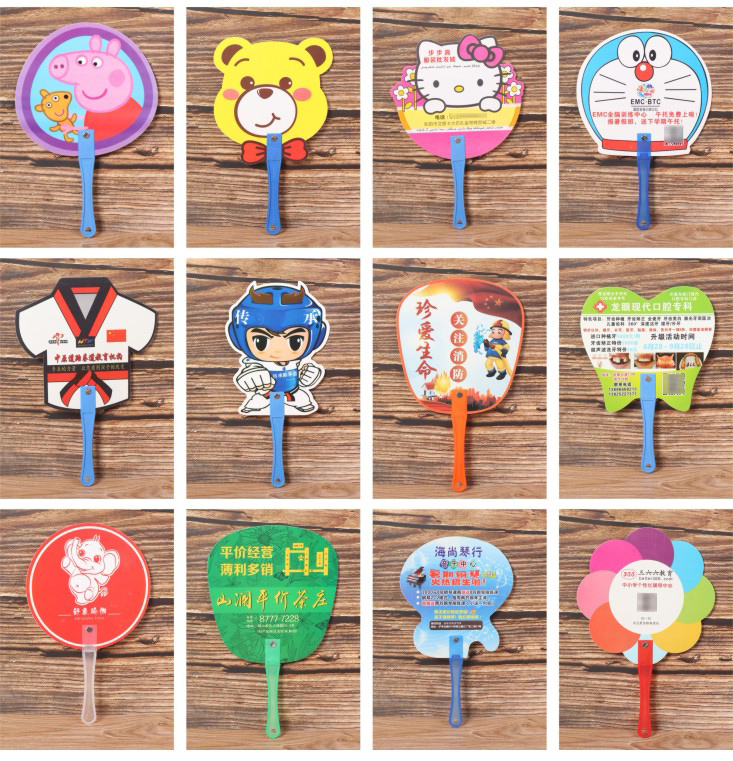 Customized PP plastic cartoon fan for advertising fan, customized enrollment promotion group fan, large plastic fan, printable logo