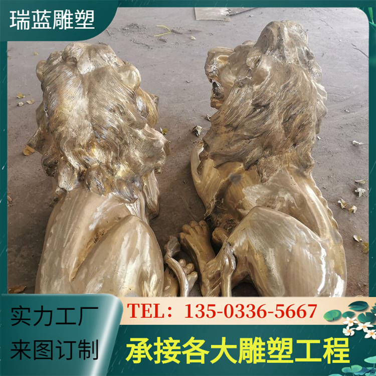 Large cast copper lion ornaments Pure copper HSBC Lion Palace Gate Lion Animal Sculpture Bank Entrance Clubhouse Ancestral Hall ornaments