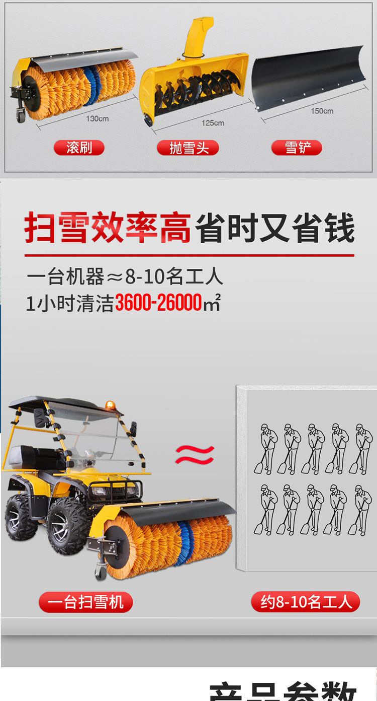 Fully enclosed driving road snow sweeper three in one fuel brush small Snowplow