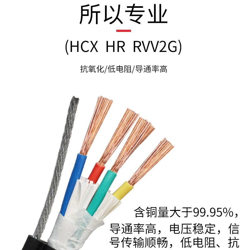 RVV1GRVV2G0.75 * 5C self bearing galvanized steel wire rope steel wire handle cable electric hoist