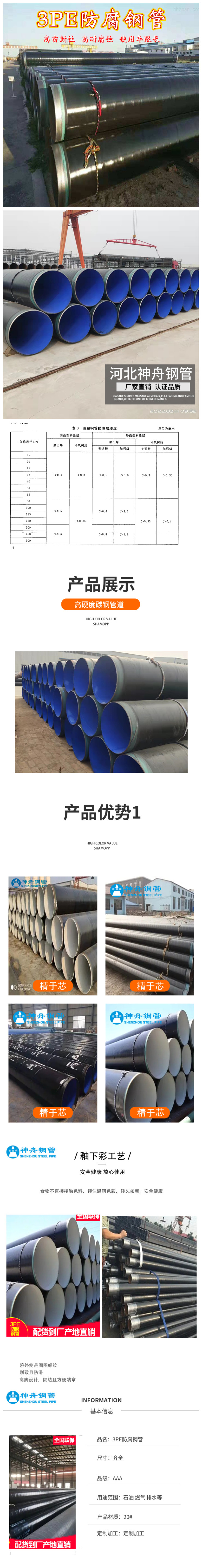 Shenzhou Customized 820 * 14 Long Distance Pipeline Fire Protection TPEP Anticorrosive Steel Pipe with No Quality Problems