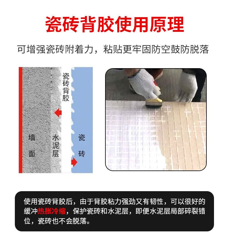 Ceramic tile back coating adhesive, single component wall and floor tile adhesive, background wall tile, low water absorption vitrified tile back adhesive