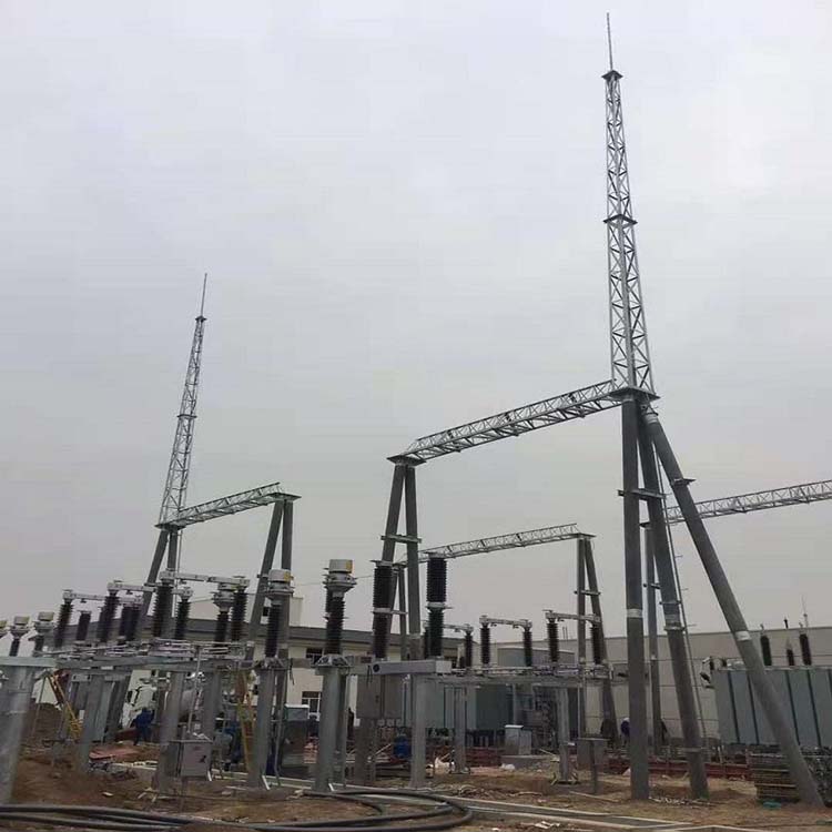 Kaifeng Booster Station Power Architecture Angle Steel Power Gantry Tower Lightning Protection Tower Rod Power Frame Production Customization