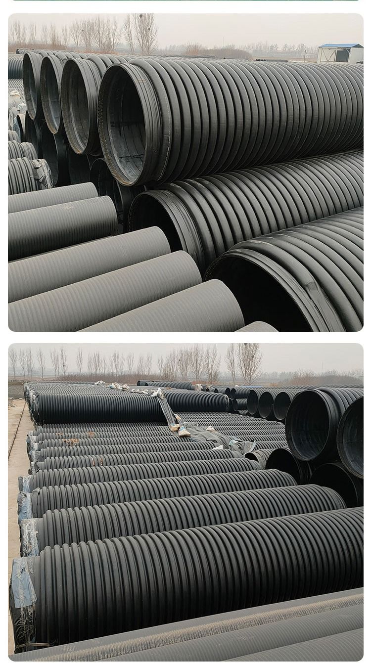 Manufacturer of reinforced spiral double wall corrugated pipes with inner ribs for large diameter drainage pipes