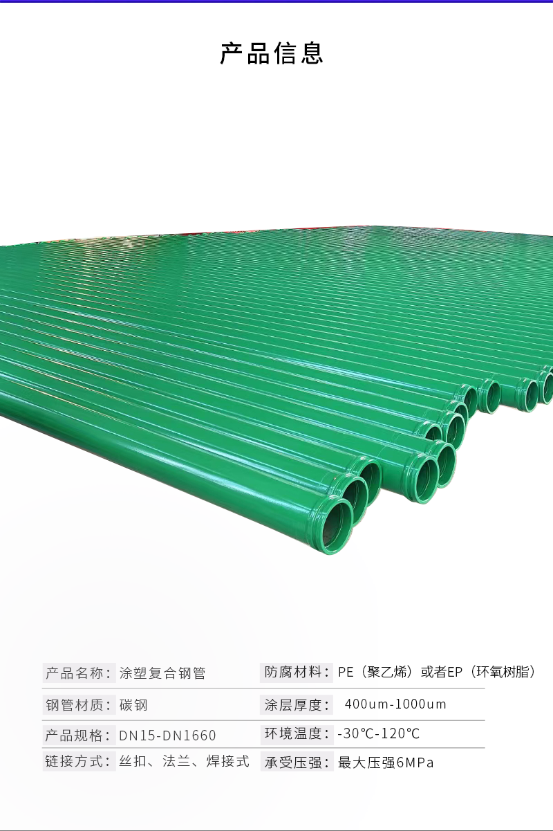 National standard coated plastic composite steel pipe DN150 inner epoxy resin coated outer PE steel plastic composite pipe