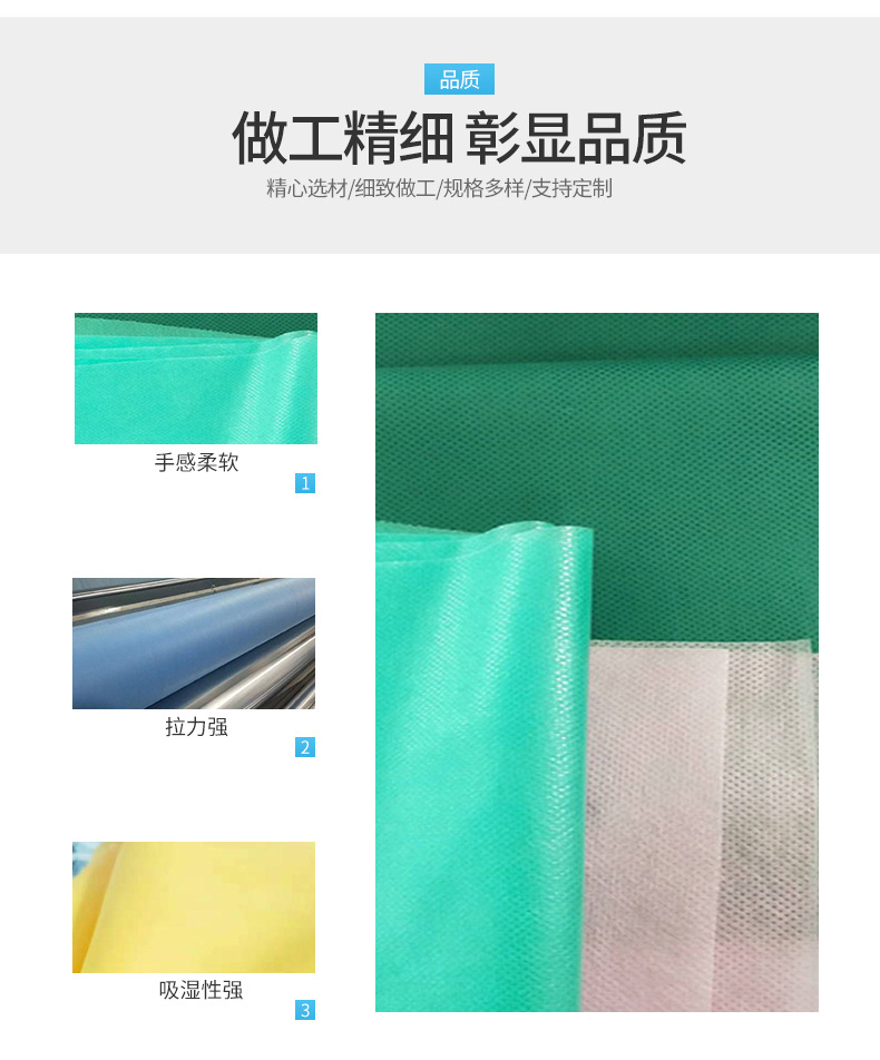 Pengxu Environmental Protection Material Strengthening Surgical Clothing Film SS Non woven Blue PE+PP 45g