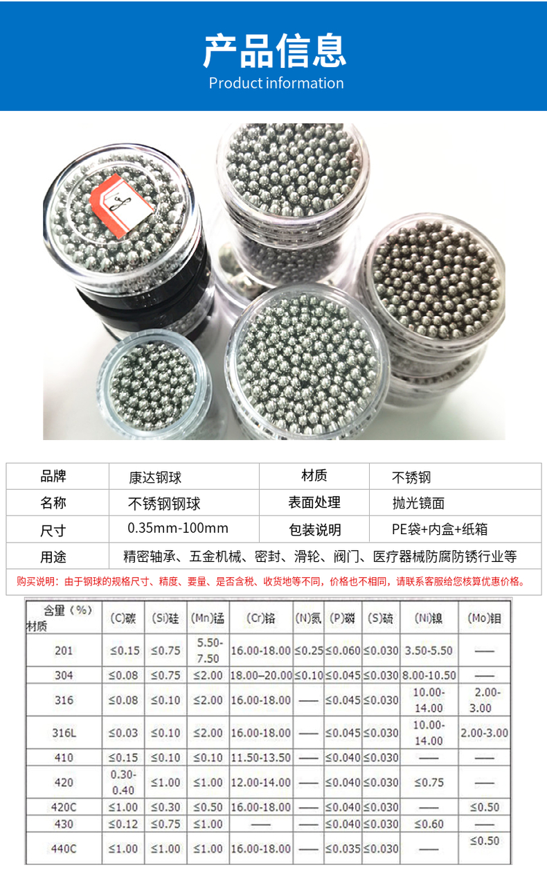 Mini 440C stainless steel ball 0.35mm0.4mm0.5mm0.6mm wear-resistant small ball rust prevention