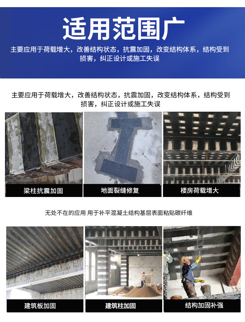 Junteng basalt unidirectional cloth can be used for various specifications of carbon fiber cloth, with tensile strength and seismic resistance for wall reinforcement