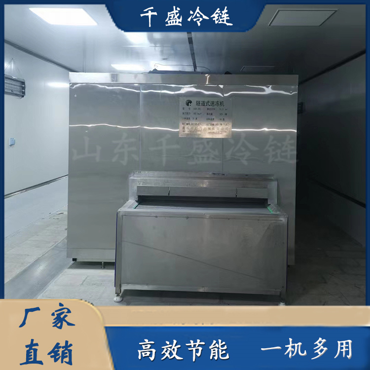 Cooked products, gluten and meat skewers, tunnel type quick freezing machine, multifunctional low-temperature quick freezing and fresh locking equipment, Qiansheng cold chain