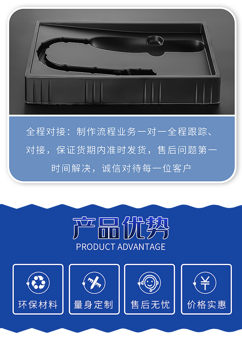 Plastic tray for blister inner support testing instrument, customized anti-static black PS blister inner support with blister inner lining