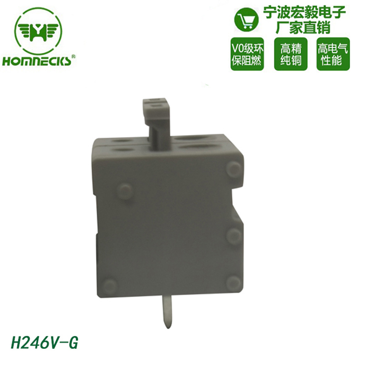 Hongyi 5.0mm spacing spring type PCB wiring terminal gray screwless press connector for lighting control