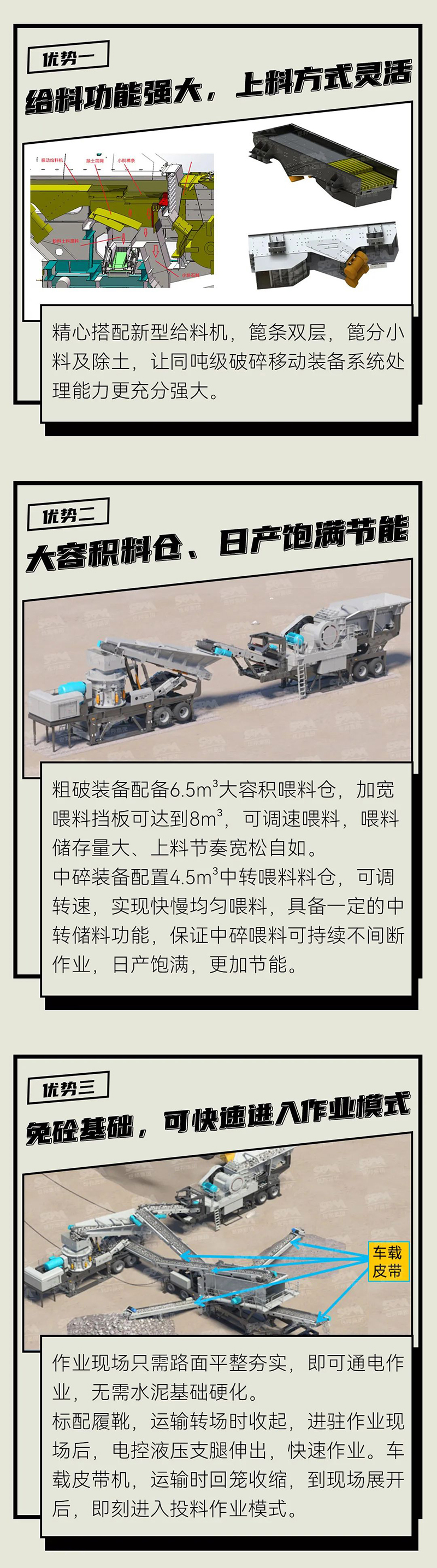 A complete set of mobile crushing stations for mining sites with a production line of 600000 tons/year copper ore, iron ore, rock crusher