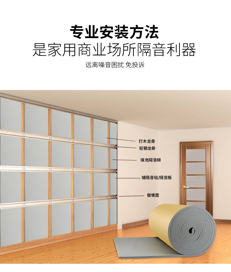 Yipai Rubber Plastic Flat Cotton Sound Insulation, Sound Absorption, Noise Reduction, Heat Insulation, Flame retardant, and Environmental Protection KTV Cinema Conference Room Industrial Volume