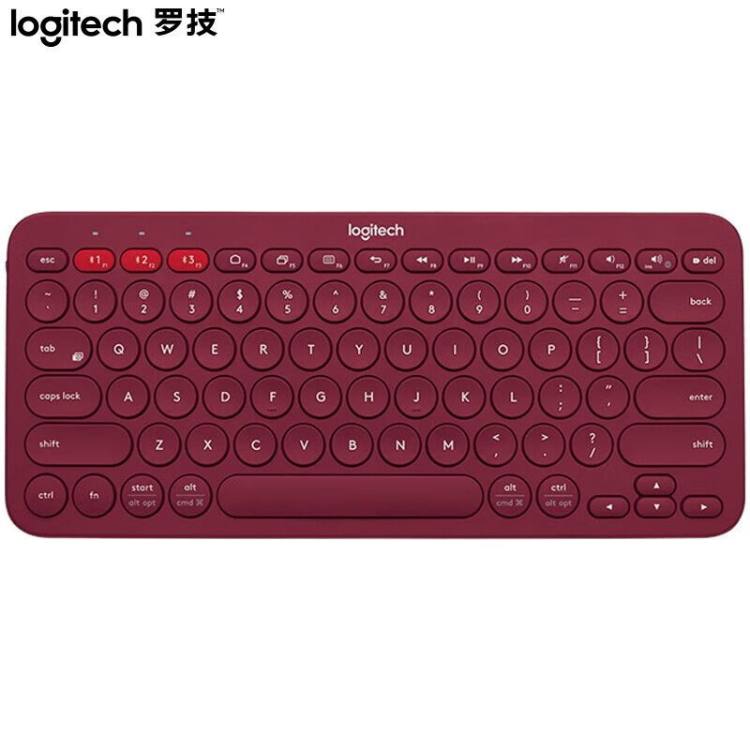罗技（Logitech）K380 蓝牙办公便携超薄键盘 红色/个 图片 1